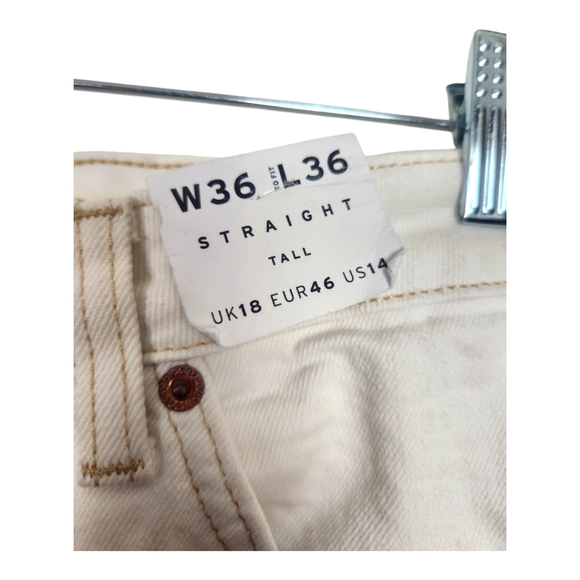 Topshop Straight Leg High Waisted Tall Jeans Size 14 Mom White Ivory - Picture 2 of 8